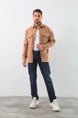 Erkek Oversize Jean Gömlek Bej - 4