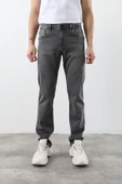 Erkek Likralı Straight Fit Jean Pantolon Gri thumbnail 6
