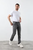 Erkek Likralı Straight Fit Jean Pantolon Gri thumbnail 2