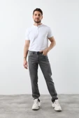 Erkek Likralı Straight Fit Jean Pantolon Gri thumbnail 3