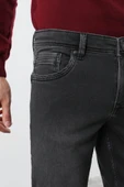 Erkek Likralı Straight Fit Jean Pantolon Siyah - 9