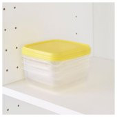 3 lü Set Saklama Kabı Sarı Renk MeridyenDukkan Çok Amaçlı Özelliği 0.6 lt 3Adet Sarı Kapak - 2