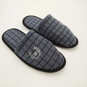 Lacivert Renk Kare Desenli Erkek Terlik - 5