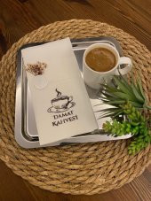 Siyah Yaldızlı Beyaz Mühürlü Çiçekli Damat Kahvesi Cepli Peçete - 2