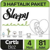 Sleepy Natural 3 Haftalık Paket Bebek Bezi 4 Numara Maxi 81 Adet - 1