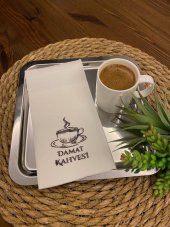 Siyah Yaldızlı Beyaz Damat Kahvesi Cepli Peçete - 2
