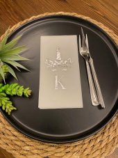 Gümüş Yaldızlı Beyaz Unicorn K Baş Harf Garson Katlama Peçete 50 Adet thumbnail 2