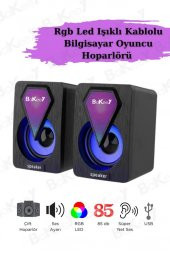 Bilgisayar Hoparlörü Rgb Led Işıklı Laptop Gaming Oyuncu Hoparlörü 1+1 Ses Sistemi Spreaker - 1