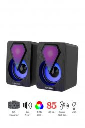 Bilgisayar Hoparlörü Rgb Led Işıklı Laptop Gaming Oyuncu Hoparlörü 1+1 Ses Sistemi Spreaker - 2