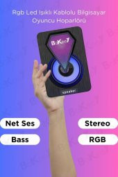 Bilgisayar Hoparlörü Rgb Led Işıklı Laptop Gaming Oyuncu Hoparlörü 1+1 Ses Sistemi Spreaker - 5