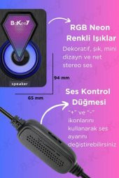 Bilgisayar Hoparlörü Rgb Led Işıklı Laptop Gaming Oyuncu Hoparlörü 1+1 Ses Sistemi Spreaker - 6