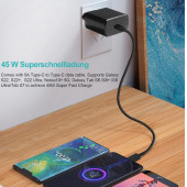 Samsung Galaxy A34 5G Uyumlu 45W Süper Hızlı Type-C Şarj Cihazı Adaptörü - İthalatçı Garantili Siyah thumbnail 6