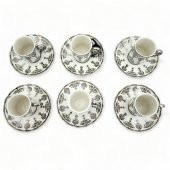 Aries Gümüş 6 Kişilik Kahve Fincanı Takımı - 90 ml - 10