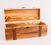 Perlotus Ahşap Retro Deri Sandık Tipi Şarap Kutusu - 2