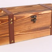 Perlotus Ahşap Retro Deri Sandık Tipi Şarap Kutusu - 4