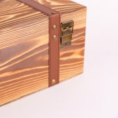 Perlotus Ahşap Retro Deri Sandık Tipi Şarap Kutusu - 5