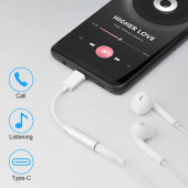 Type-C USB Tip C - 3,5 mm Kulaklık Jakı Adaptörü - Aux Ses Dongle Kablosu Kulaklık Jakı Dönüştürücü - 1
