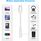 Type-C USB Tip C - 3,5 mm Kulaklık Jakı Adaptörü - Aux Ses Dongle Kablosu Kulaklık Jakı Dönüştürücü - 3