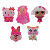 Büyük Boy 5 Adet Kızlar İçin Renkli Parti,Doğum Günü Süslemeleri Folyo Balon (helyum) Set1 - 1