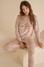 Pudra Love Us Kadife Pijama Takımı - 4