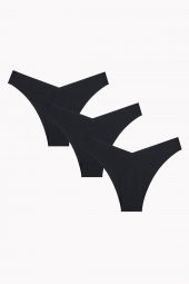 Siyah 3lü Lazer V Shape Brazillian Külot - 2