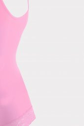 Pembe Seamless Dantelli Geniş Askılı Atlet - 3