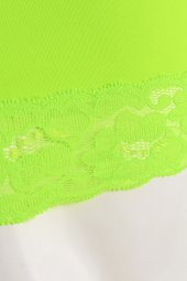 Fosfor Yeşil Seamless Dantelli Geniş Askılı Atlet - 2