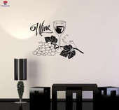 DekoratifDecal Şarap Üzüm Cam İçecek Bar Mutfak Duvar Çıkartmaları Benzersiz Hediyelik - 1