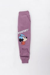 Kız Çocuk Minnie Mouse Baskılı 3 İplik Şardonlu Kışlık Sweat ve Eşofman Alt Üst Takım - 3