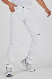 Murratto Erkek Baggy Style Yırtık Beyaz Kot Pantolon - 2