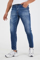Murratto Erkek Slim Fit Likralı Yırtık Mavi Kot Pantolon - 2