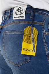 Murratto Erkek Slim Fit Likralı Yırtık Mavi Kot Pantolon - 5