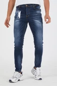 Murratto Erkek Slim Fit Likralı Tırnaklı Koyu Mavi Kot Pantolon - 4