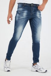 Murratto Erkek Slim Fit Likralı Tırnaklı Koyu Mavi Kot Pantolon - 2