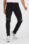 Murratto Erkek Slim Fit Likralı Diz Yırtık Siyah Kot Pantolon - 1