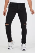 Murratto Erkek Slim Fit Likralı Diz Yırtık Siyah Kot Pantolon - 6