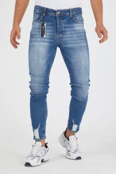 Murratto Erkek Slim Fit Likralı Paça Yırtık Buz Mavi Kot Pantolon - 2