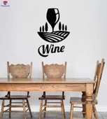 Dekoratif Duvar Sticker Cam Şarap Kadehi İçecek Restoran Çıkartmaları thumbnail 1