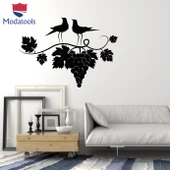 Dekoratif Duvar Sticker Çift Kuşlar Şube Asma Üzüm Şarap Dükkanı Çıkartmaları thumbnail 1