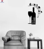 Duvar DekoratifSticker Şarapçılık Şarap Mağazası Logosu Restoran Kafe Dekoru Eşsiz Hediyelik - 1