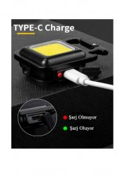 Panther PT-909 USB Şarjlı El Feneri Siyah - Beyaz Işık Asılabilir Led Lamba - 8