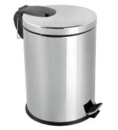 Efor Paslanmaz 430 Krom Metal İç Kovalı Pedallı Ofis Banyo Mutfak Çöp Kutusu Kovası - 20 Litre thumbnail 1