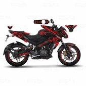 Bajaj Pulsar 200 NS Naked Sport Design Sticker Set Siyah - Kırmızı - 1