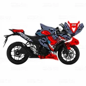 Yamaha YZF R25 Asphalt Monster Desing Sticker Set Mavi-Kırmızı 34 - 1