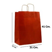 Büküm Saplı Kraft Kağıt Çanta Karton Hediyelik Poşet Torba - Bordo - 31x41 Cm. - 25 Adetlik Paket thumbnail 2