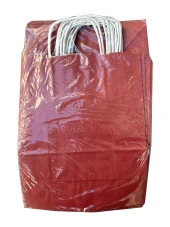 Büküm Saplı Kraft Kağıt Çanta Karton Hediyelik Poşet Torba - Bordo - 31x41 Cm. - 25 Adetlik 2 Paket - 1