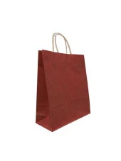 Büküm Saplı Kraft Kağıt Çanta Karton Hediyelik Poşet Torba - Bordo - 31x41 Cm. - 25 Adetlik 2 Paket - 4
