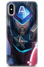 Apple iPhone X - XS Uyumlu Kılıf Dc 22 Kaptan Amerika Kap Siyah Mavi - 1