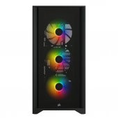CORSAIR CC-9011204-WW ICUE 4000X RGB TEMPERLI CAM YAN PANEL MID TOWER BILGISAYAR KASASI SIYAH - 2