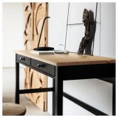 Çalışma Masası, Venge-Açık Kahverengi HEMNES 120x47 2 Çekmeceli Masif Ahşap Meridyendukkan - 2